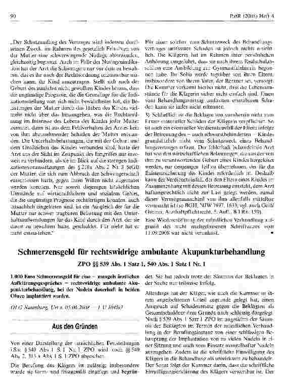 Vorschauseite 4: Es ist keine Pflichtverletzung, wenn der Arzt die Eltern seiner minderjährigen Patientin nicht über deren Schwangerschaft unterrichtet