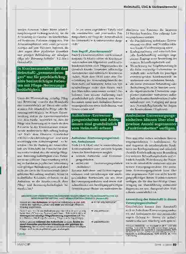 Vorschauseite 2: Zur Anwendung des HeimAufG in Aufnahme-/ Erstversorgungseinheiten und Ambulanzen von Krankenanstalten