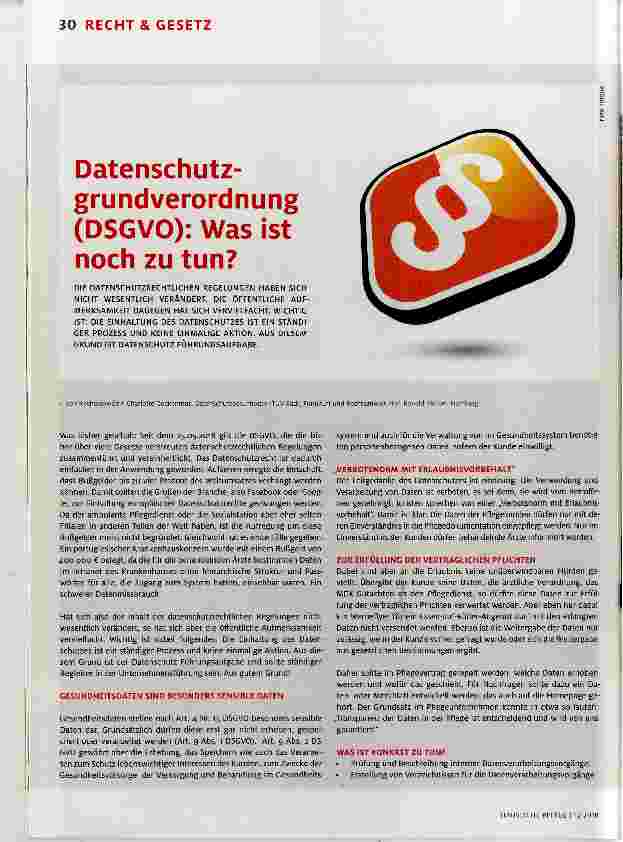 Vorschauseite 1: Datenschutzgrundverordnung (DSGVO): Was ist noch zu tun?