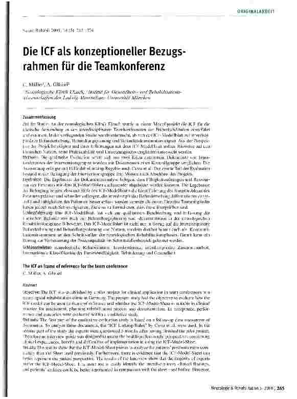 Vorschauseite 1: Die ICF als konzeptioneller Bezugs rahmen für die Teamkonferenz