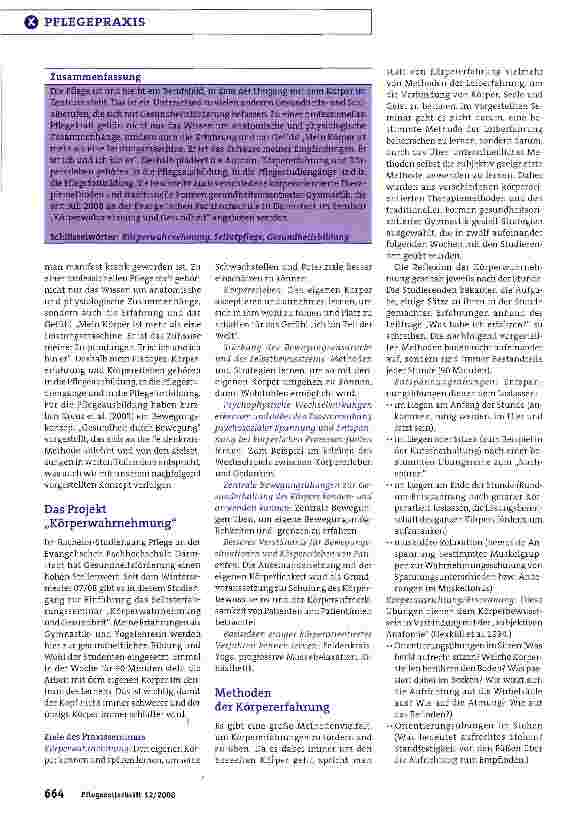 Vorschauseite 3: Anregungen zu einer personalund patientenorientierten Gesundheits bildung für die Pflegepraxis: Gesundheit und Körperwahrnehmung