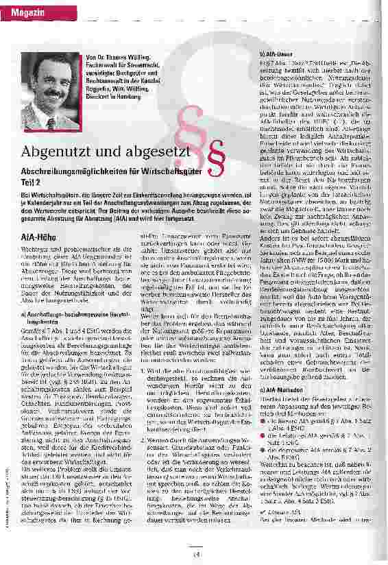 Vorschauseite 1: Abgenutzt und abgesetzt Abschreibungsmöglichkeiten für Wirtschaftsgüter, Teil 2
