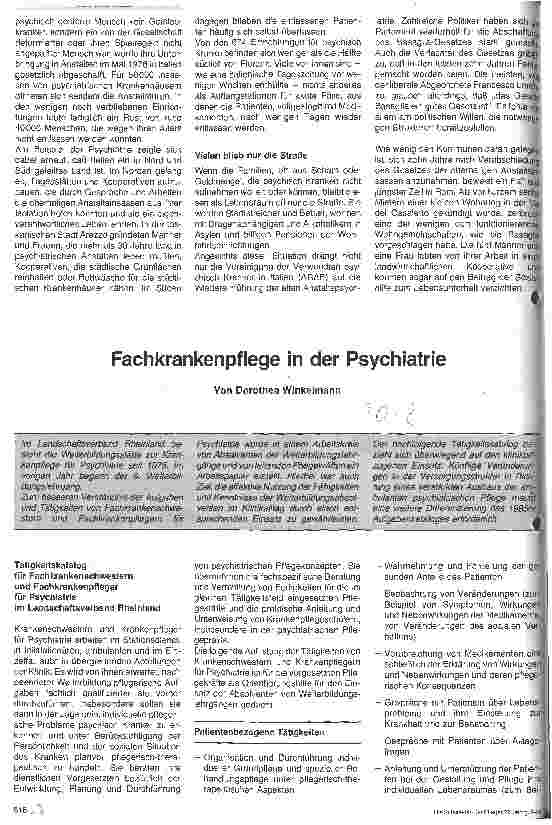 Vorschauseite 1: Fachkrankenpflege in der Psychiatrie