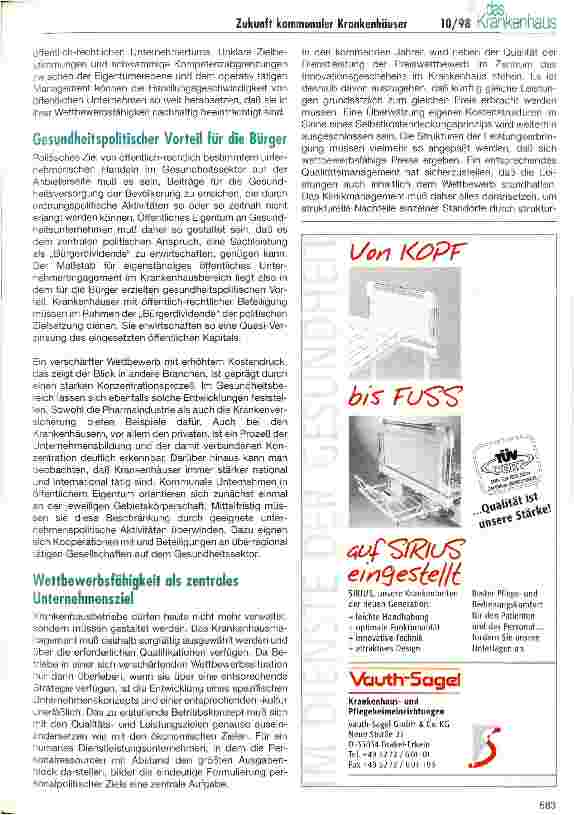 Vorschauseite 2: Nur aktive Krankenhausunternehmen haben eine Zukunft Plädoyer für eine nachhaltige Modernisierung der öff. -rechtl. Krankenhäuser