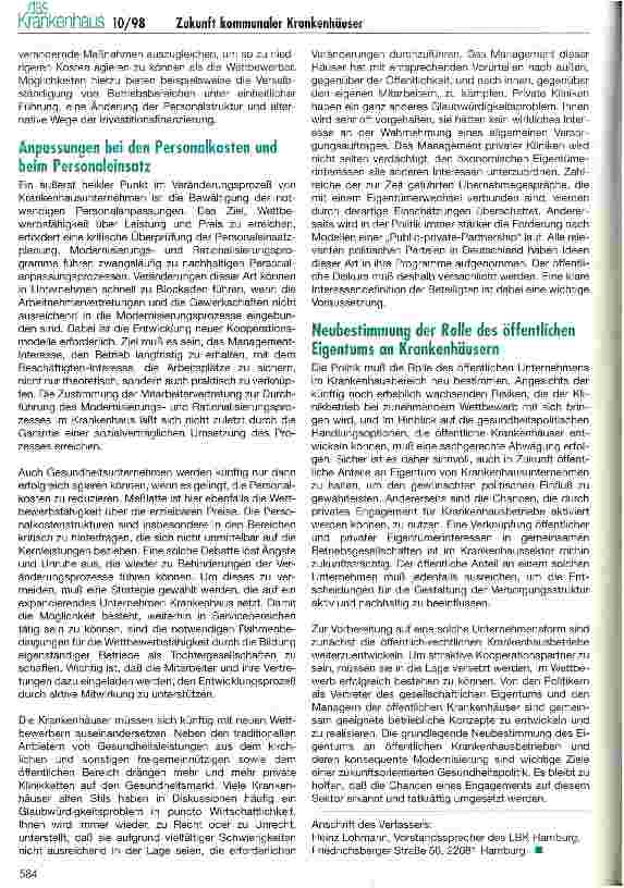 Vorschauseite 3: Nur aktive Krankenhausunternehmen haben eine Zukunft Plädoyer für eine nachhaltige Modernisierung der öff. -rechtl. Krankenhäuser