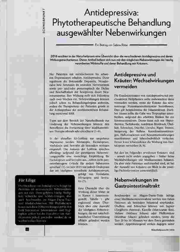 Vorschauseite 1: Antidepressiva: Phytotherapeutische Behandlung ausgewählter Nebenwirkungen