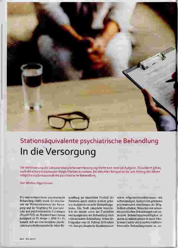 Vorschauseite 1: Stationsäquivalente psychiatrische Behandlung In die Versorgung