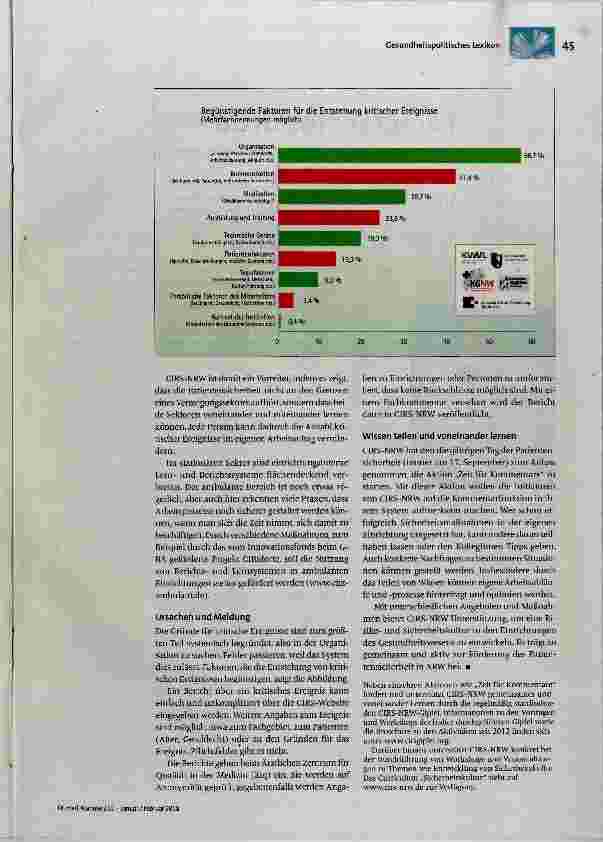 Vorschauseite 2: CIRS-NRW -ein Critical Incident Reporting System für mehr Patientensicherheit