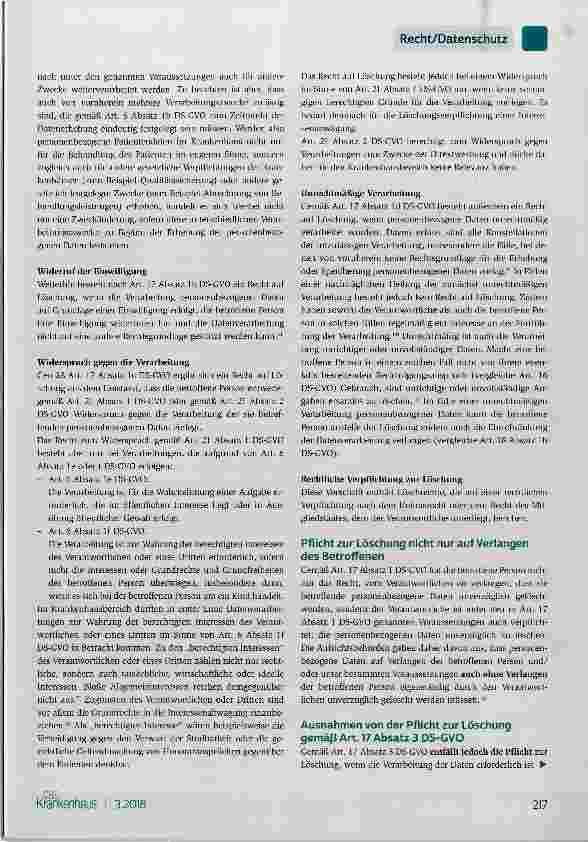 Vorschauseite 2: Löschung von Patientendaten gemäß DS-GVO ändert sich etwas?