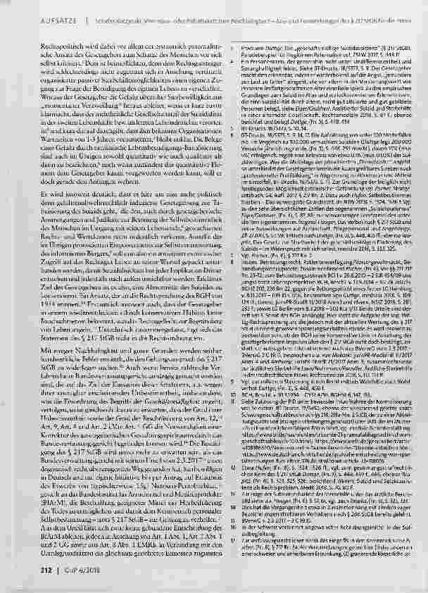 Vorschauseite 2: Vom Hausoder Palliativarzt zum Beschuldigten? Ausund Fernwirkungen des § 217 StGB für die Praxis
