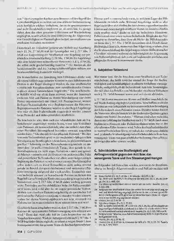 Vorschauseite 4: Vom Hausoder Palliativarzt zum Beschuldigten? Ausund Fernwirkungen des § 217 StGB für die Praxis