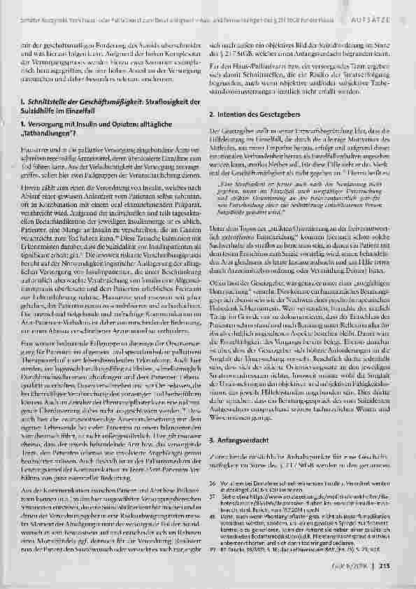 Vorschauseite 5: Vom Hausoder Palliativarzt zum Beschuldigten? Ausund Fernwirkungen des § 217 StGB für die Praxis