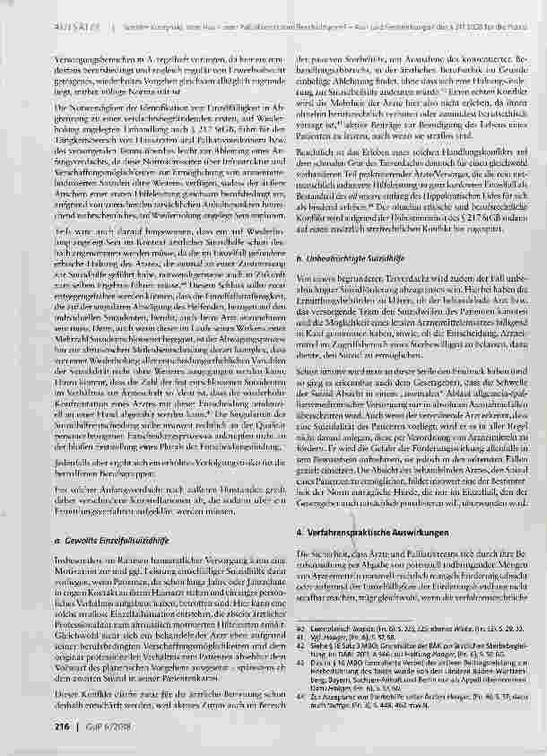 Vorschauseite 6: Vom Hausoder Palliativarzt zum Beschuldigten? Ausund Fernwirkungen des § 217 StGB für die Praxis