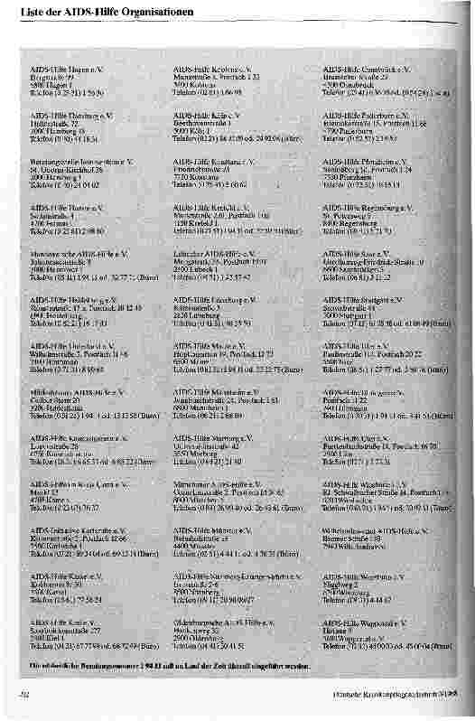 Vorschauseite 2: Liste der AIDS-Hilfe Organisationen Bundes + Regionalverbände