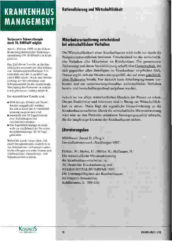 Vorschauseite 5: Ökonomische Mitverantwortung im Krankenhaus - eine Herausforderung für alle Mitarbeiter