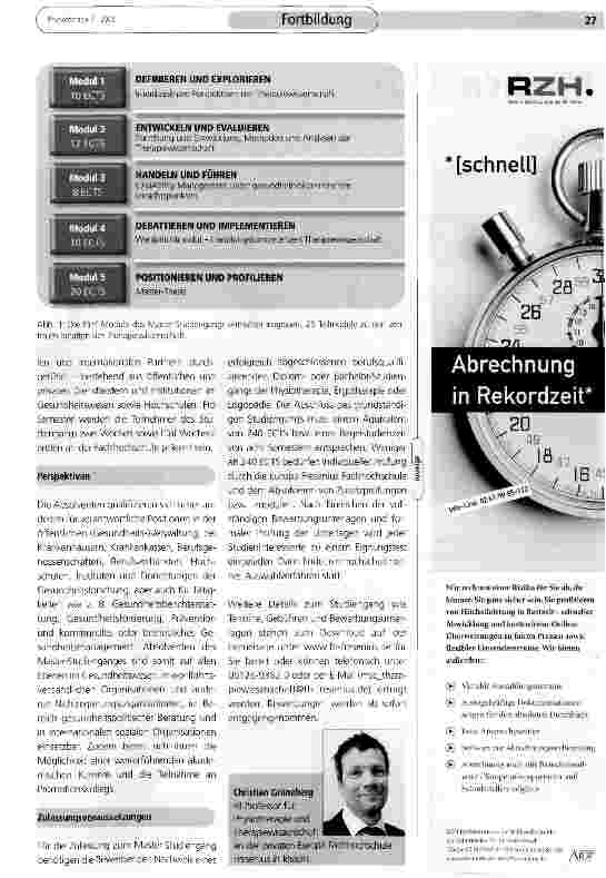 Vorschauseite 2: Neuer Master-Abschluss in der Therapiewissenschaft
