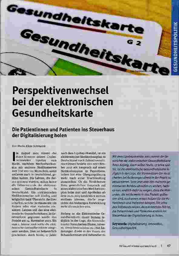 Vorschauseite 1: Perspektivenwechsel bei der elektronischen Gesundheitskarte