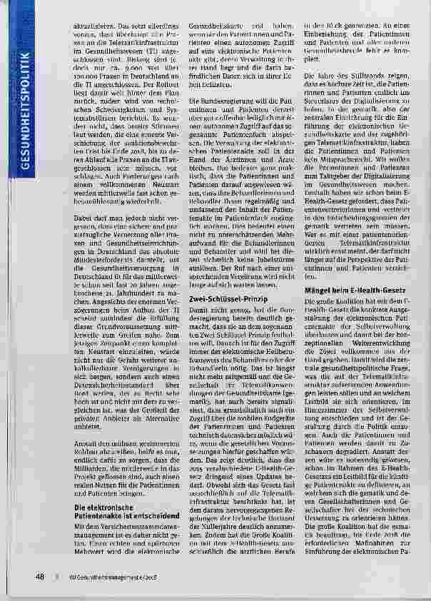 Vorschauseite 2: Perspektivenwechsel bei der elektronischen Gesundheitskarte