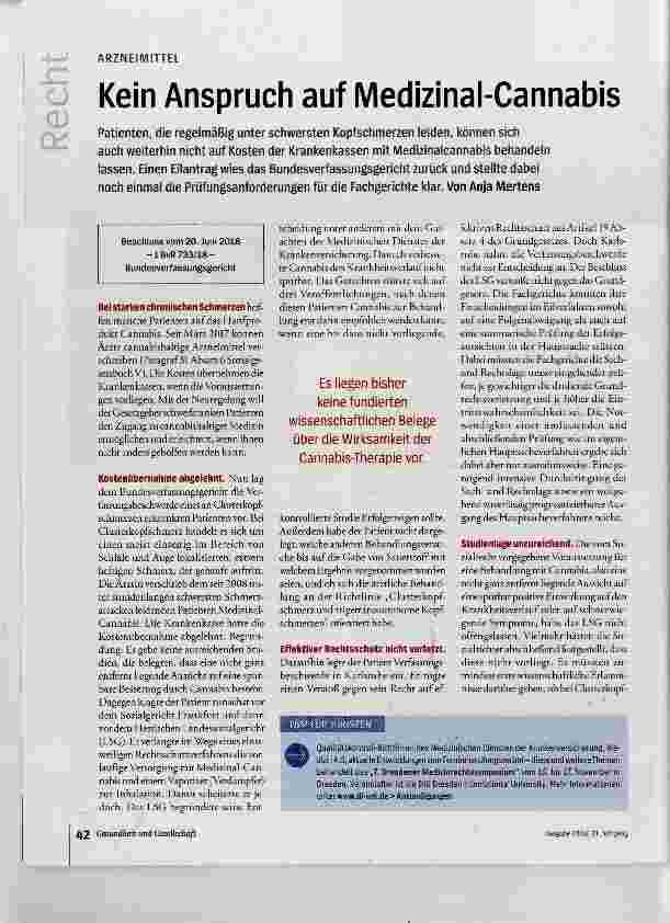 Vorschauseite 1: Kein Anspruch auf Medizinal-Cannabis