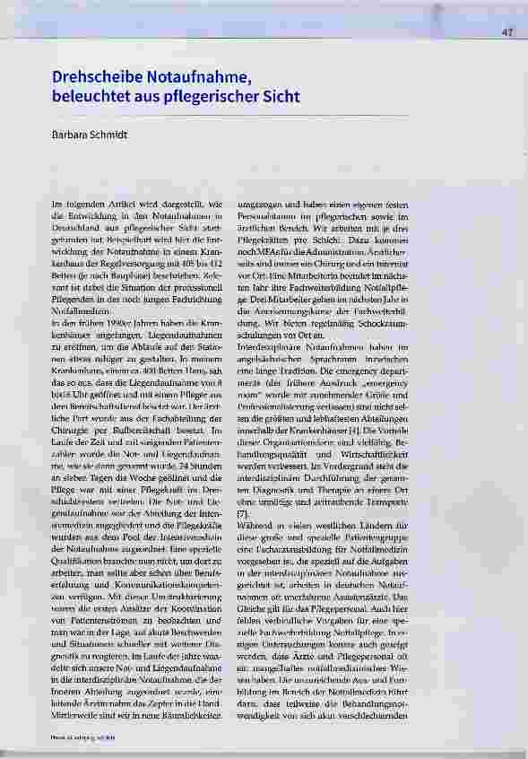Vorschauseite 1: Drehscheibe Notaufnahme, beleuchtet aus pflegerischer Sicht