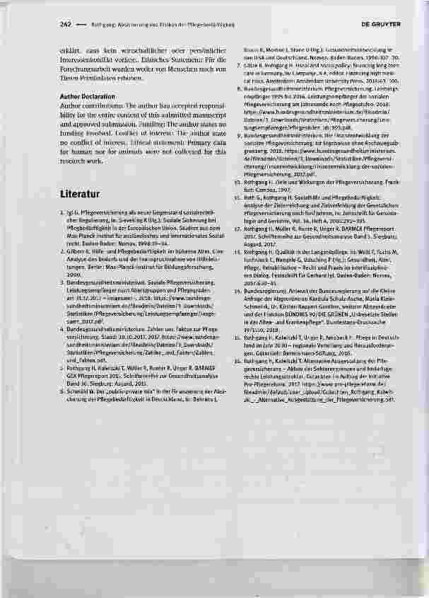 Vorschauseite 4: Absicherung des Risikos der Pflegebedürftigkeit Social protection for long-term care provision