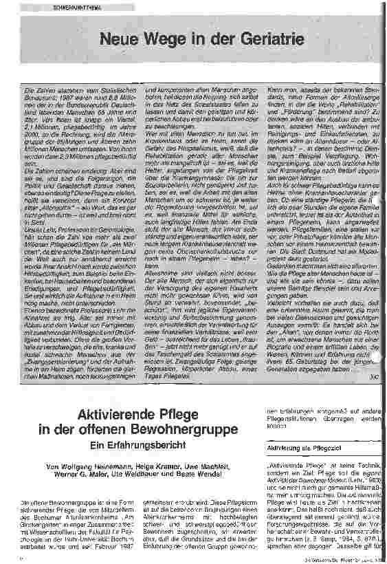 Vorschauseite 1: Aktivierende Pflege in der offenen Bewohnergruppe