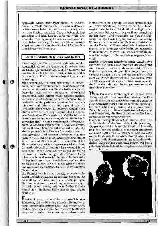 Vorschauseite 2: Erfahrungen in der Begleitung leukämiekranker Kinder und ihrer Eltern