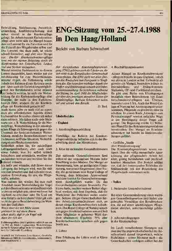 Vorschauseite 1: ENG-Sitzung vom 25.-27.04.1988 in Den Haag / Holland