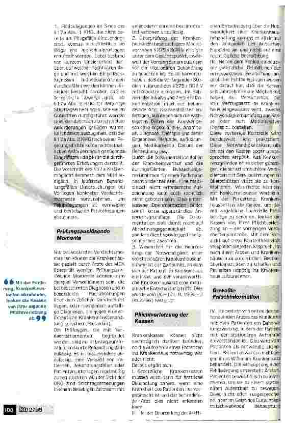 Vorschauseite 2: Ziel der MDK-Prüfung: Absenkung des Budgets Position des Klinikums Quedlinburg zu einem Gutachten des MDK Sachsen-Anhalt