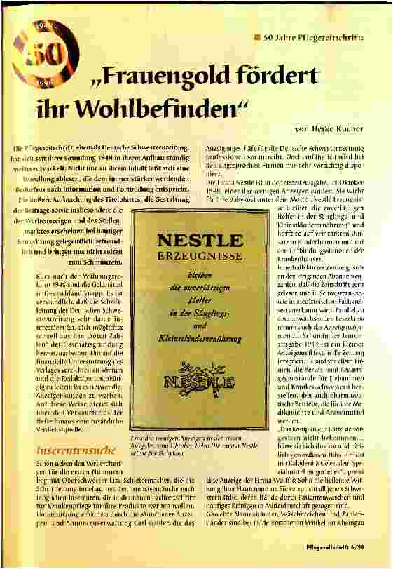 Vorschauseite 1: Frauengold fördert Ihr Wohlbefinden 50 Jahre Pflegezeitschrift