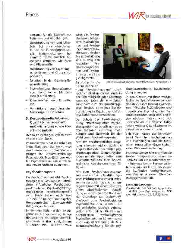 Vorschauseite 2: Psychologen und Psychotherapeuten im Krankenhaus Ein Wegweiser zur Unterscheidung der Berufsgruppen im Team