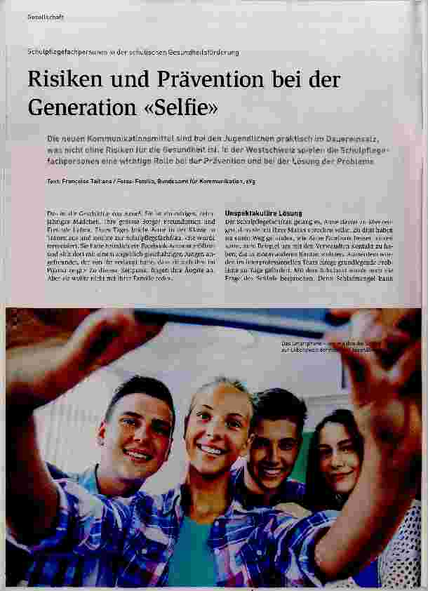 Vorschauseite 1: Risiken und Prävention bei der Generation «Selfie»