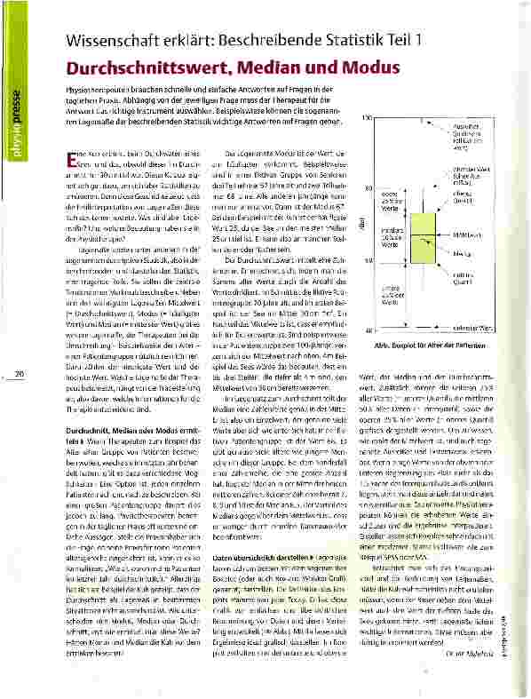 Vorschauseite 1: Wissenschaft erklärt: Beschreibende Statistik Teil 1 Durchschnittswert, Mediän und Modus