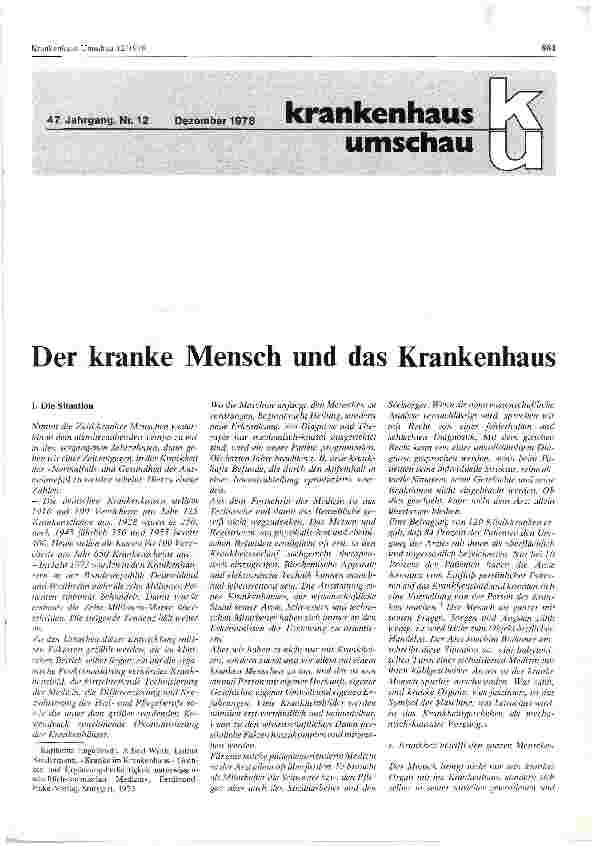 Vorschauseite 1: Der kranke Mensch und das Krankenhaus