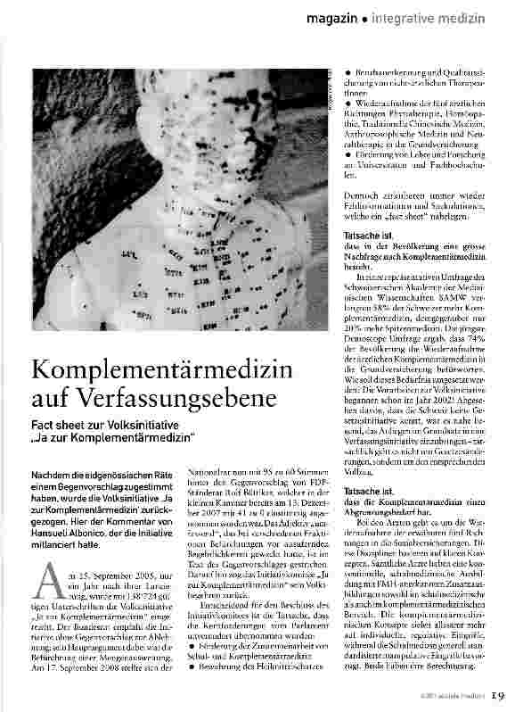 Vorschauseite 1: Komplementärmedizin auf Verfassungsebene