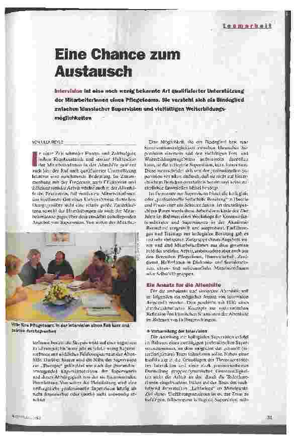 Vorschauseite 1: Eine Chance zum Austausch