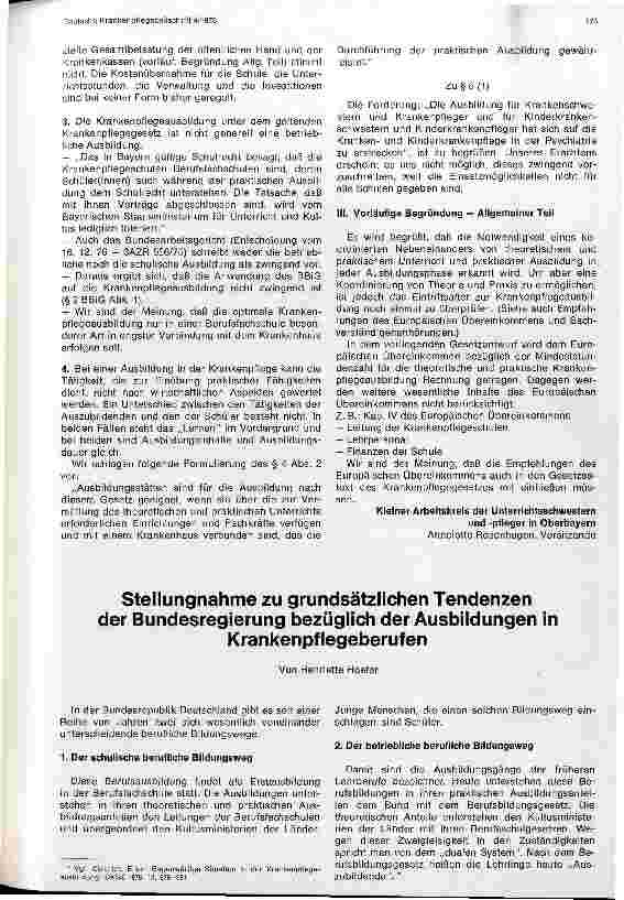 Vorschauseite 6: Diskussion um die Neuordnung der Ausbildung in den Pflegeberufen