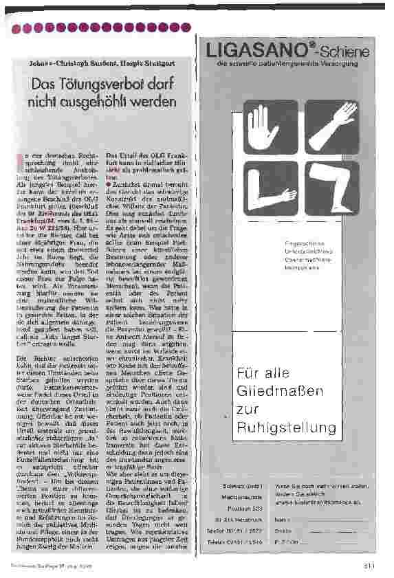 Vorschauseite 1: Das Tötungsverbot darf nicht ausgehöhlt werden