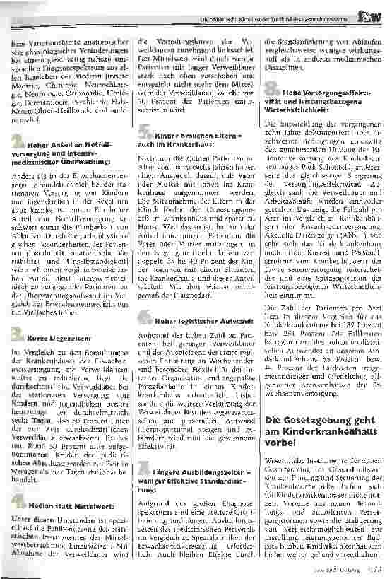 Vorschauseite 2: Die pädiatrische Klinik ist das Stiefkind des Gesundheitswesens Mangelnde Unterstützung durch Politiker und Krankenkassen