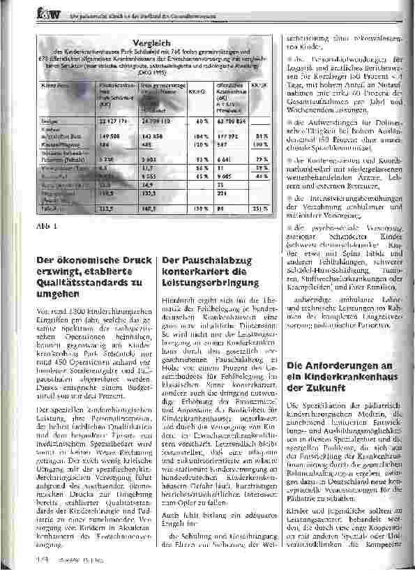 Vorschauseite 3: Die pädiatrische Klinik ist das Stiefkind des Gesundheitswesens Mangelnde Unterstützung durch Politiker und Krankenkassen