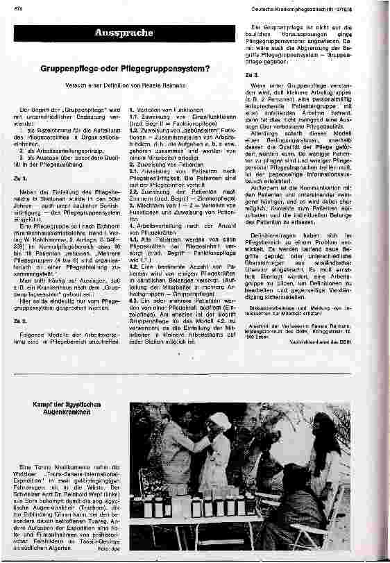 Vorschauseite 1: Gruppenpflege oder Pflegegruppensysteme - Versuch einer Definition