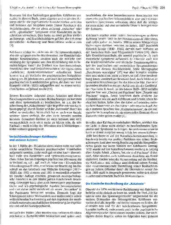 Vorschauseite 2: 125 Jahre Katatonie - 1874 erschien Karl Ludwig Kahlbaums klassische Monographie unter dem Titel Die Katatonie oder das Spannungsirresein
