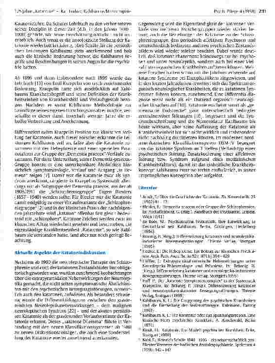Vorschauseite 4: 125 Jahre Katatonie - 1874 erschien Karl Ludwig Kahlbaums klassische Monographie unter dem Titel Die Katatonie oder das Spannungsirresein