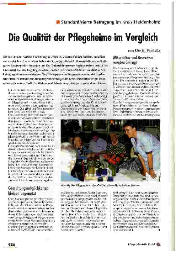 Vorschauseite 1: Standardisierte Befragung im Kreis Heidenheim: Die Qualität der Pflegeheime im Vergleich