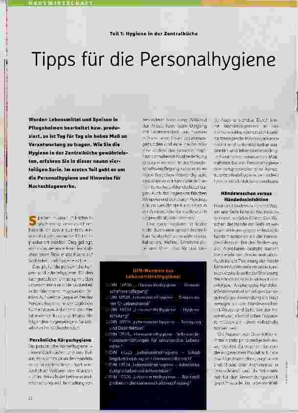 Vorschauseite 1: Tipps für die Personalhygiene