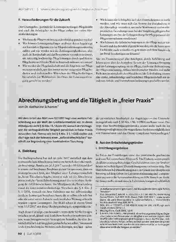 Vorschauseite 1: Abrechnungsbetrug und die Tätigkeit in freier Praxis