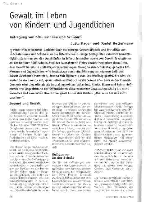 Vorschauseite 1: Gewalt im Leben von Kindern und Jugendlichen