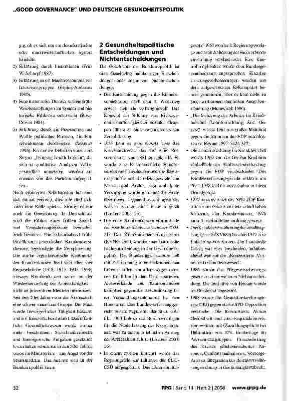Vorschauseite 2: Good Governance und Gesundheitspolitik