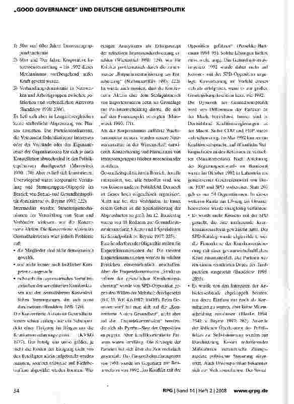 Vorschauseite 4: Good Governance und Gesundheitspolitik