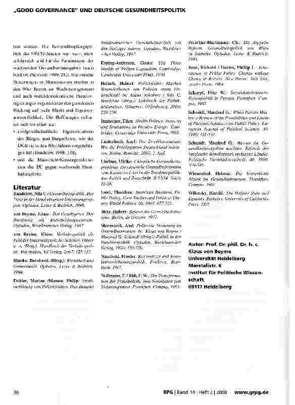 Vorschauseite 6: Good Governance und Gesundheitspolitik